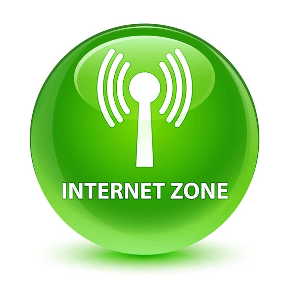Internetová zóna (wlan sítě) sklovité zelené kulaté tlačítko — Stock fotografie