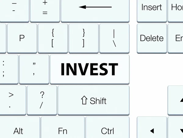 Inwestować przycisk klawiatury biały — Zdjęcie stockowe