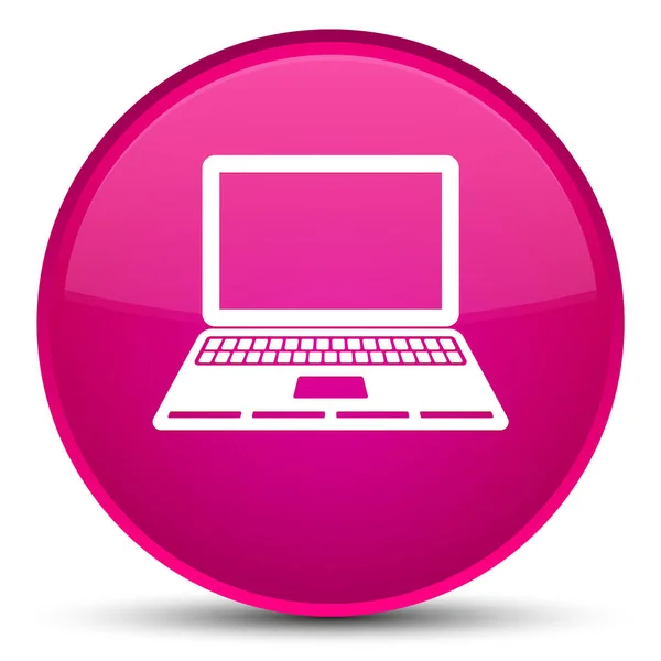 Laptop icon special pink round button