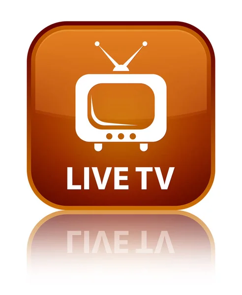 Live tv special brown square button — Stock Photo, Image