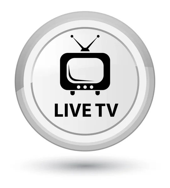 Live tv prime white round button — Stock Photo, Image