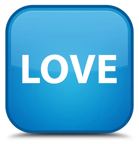 Amor especial botón cuadrado azul cian —  Fotos de Stock