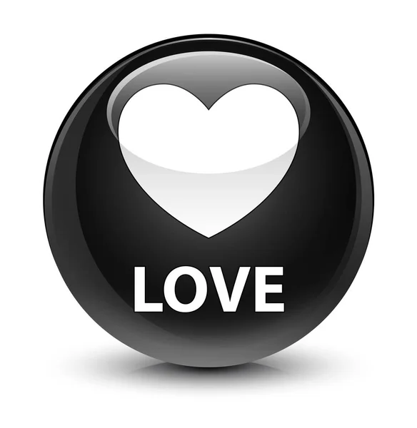 Amor botón redondo negro vidrioso — Foto de Stock