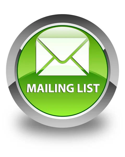 Glanzende groene ronde knop mailing lijst — Stockfoto