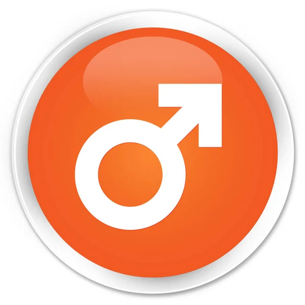 Icona segno maschile premio arancio pulsante rotondo — Foto Stock