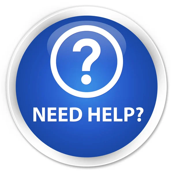Necesita ayuda (icono de la pregunta) botón redondo azul premium — Foto de Stock