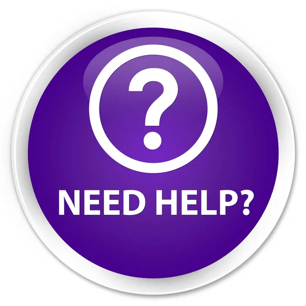 Besoin d'aide (icône de question) bouton rond violet premium — Photo