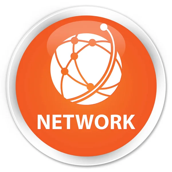 Ağ (küresel ağ simgesini) sigorta primi turuncu yuvarlak düğmesi — Stok fotoğraf