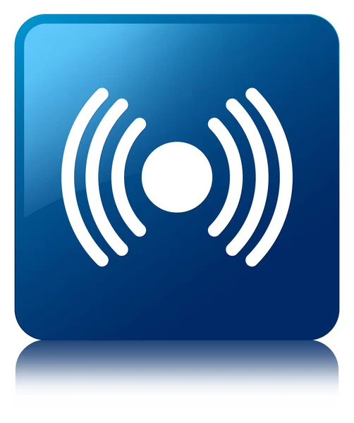 Network signal icon blue square button — Stock Photo, Image