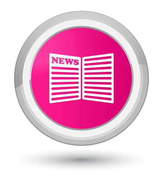 Newspaper icon prime pink round button — Stock Photo, Image