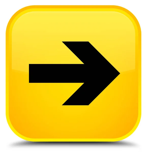Следующая значок со стрелкой специальная желтая квадратная кнопка — стоковое фото