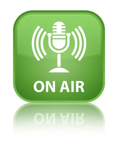 Hava (mikrofon simgesi) özel yumuşak yeşil kare düğmesini — Stok fotoğraf