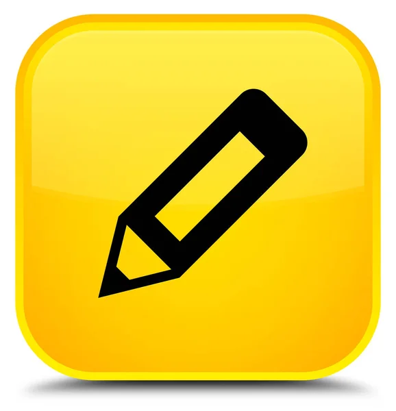 Ołówek ikonę specjalne żółty przycisk kwadratowy — Zdjęcie stockowe