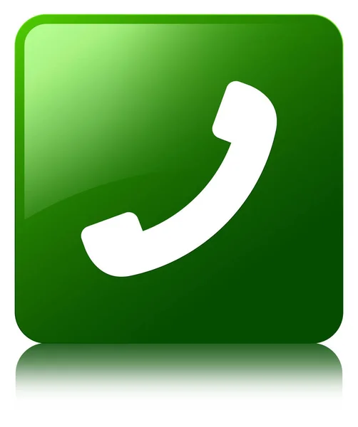Telefon simgesi yeşil kare düğme — Stok fotoğraf