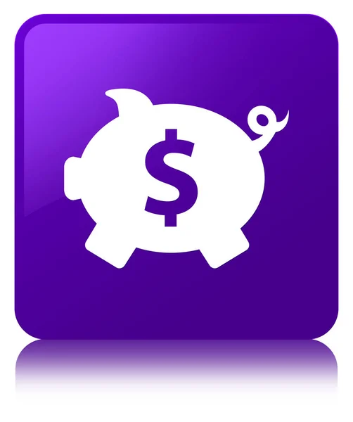Sparschwein Dollar Zeichen Symbol lila quadratischen Knopf — Stockfoto