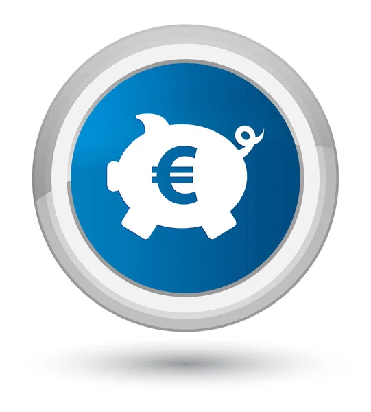 Свинячий банк знак євро значок простої синьої круглої кнопки — стокове фото