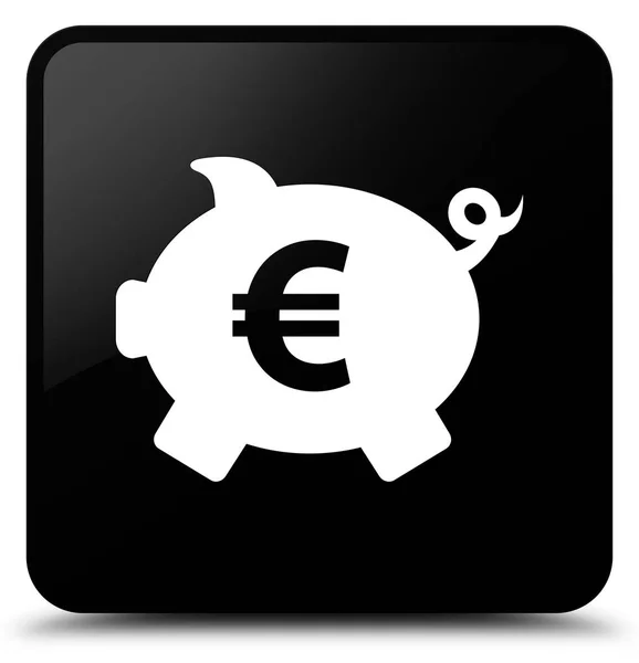 Piggy bank euro znamení černé čtvercové tlačítko — Stock fotografie