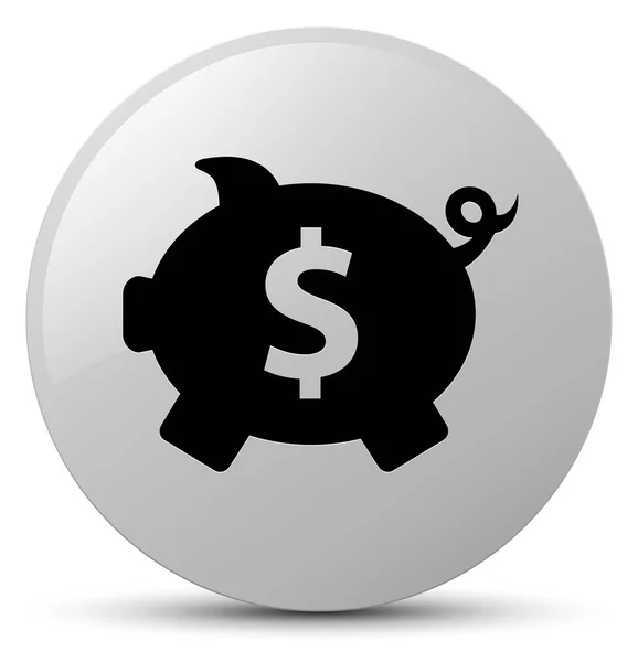Piggy banco dólar sinal ícone botão redondo branco — Fotografia de Stock
