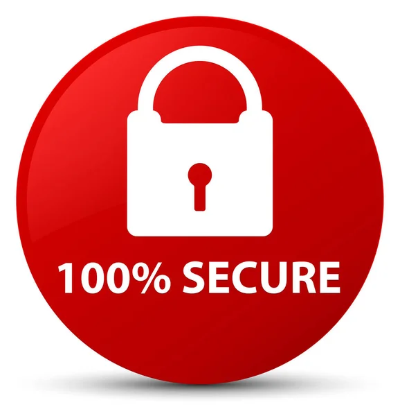 100% secure red round button — Stock Photo, Image