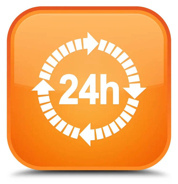 24 hours delivery icon special orange square button — Stock Photo, Image