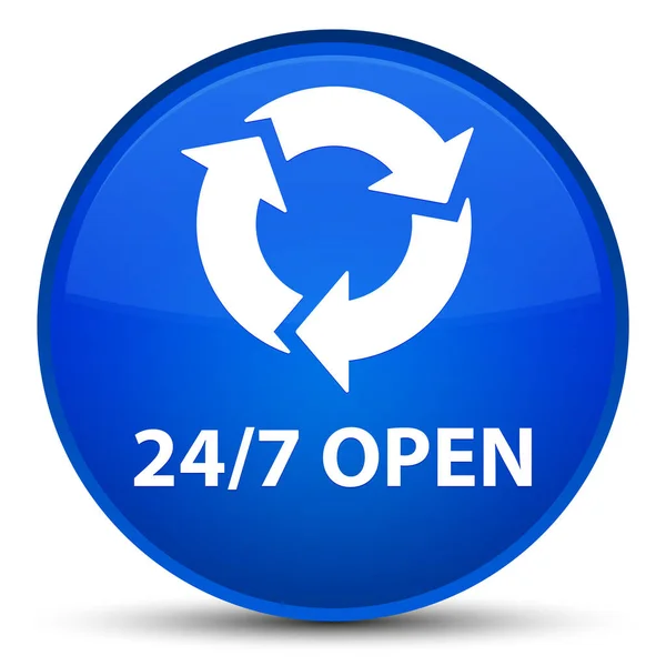 24/7 open special blue round button — Stock Photo, Image