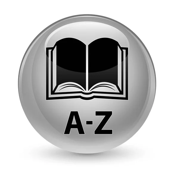 A-Z (ikonę książki) szklisty biały okrągły przycisk — Zdjęcie stockowe