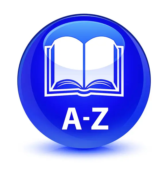 A-Z (bokikon) glasartad blå runda knappen — Stockfoto