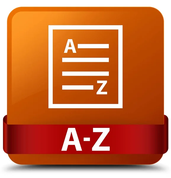 A-Z (list page icon) brown square button red ribbon in middle — Stock Photo, Image