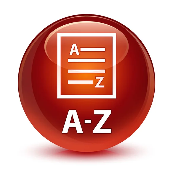 A-Z (lista sidikonen) glasartade bruna runda knappen — Stockfoto