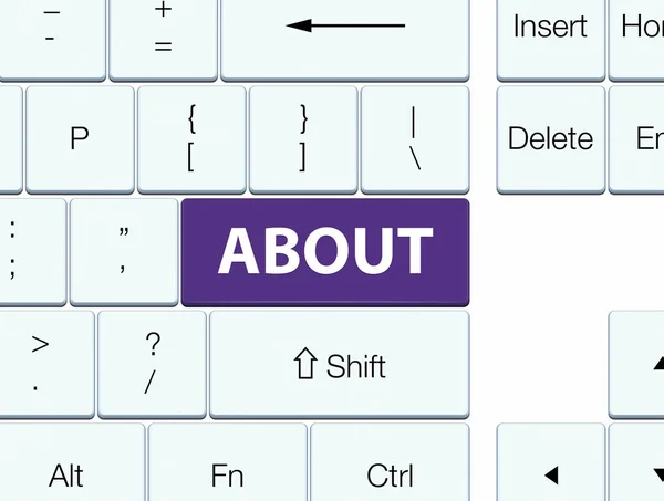 Sobre botão de teclado roxo — Fotografia de Stock