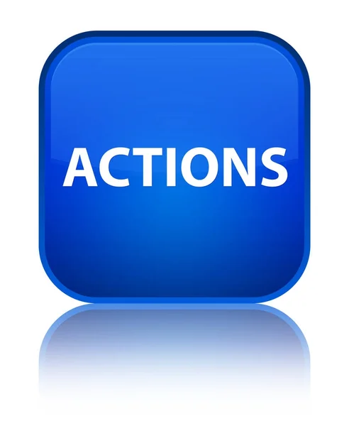 Ações botão quadrado azul especial — Fotografia de Stock