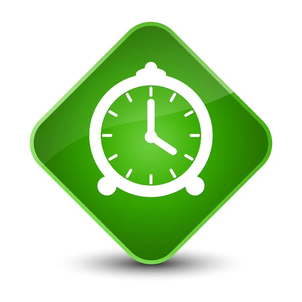 Reloj despertador icono elegante botón de diamante verde —  Fotos de Stock