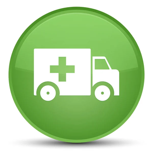 Ambulance icon special soft green round button — Stock Photo, Image