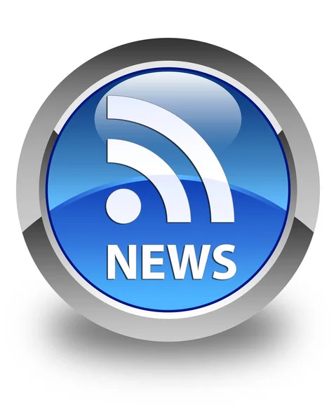 News (RSS icon) glossy blue round button — Stock Photo, Image