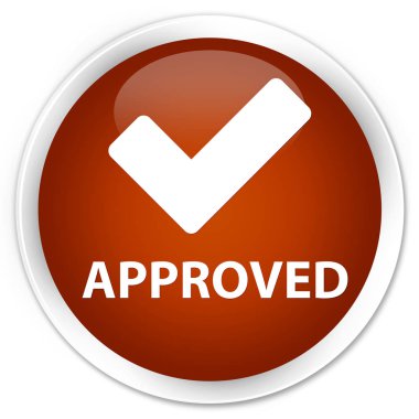 Onaylı (simge doğrulama) sigorta primi kahverengi yuvarlak düğmesi