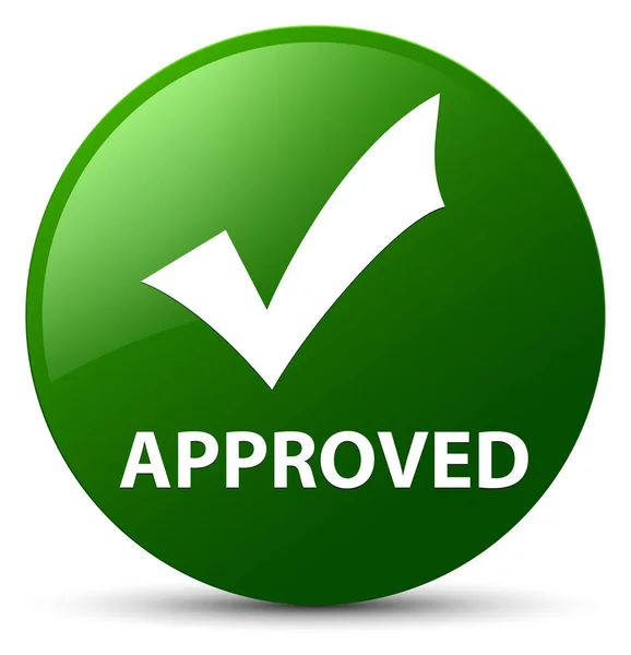 Approved (validate icon) green round button — Stock Photo, Image