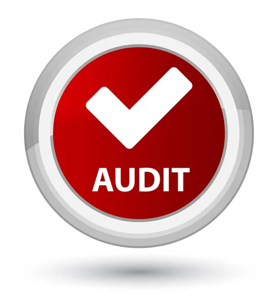Auditoria (validar ícone) botão redondo vermelho principal — Fotografia de Stock