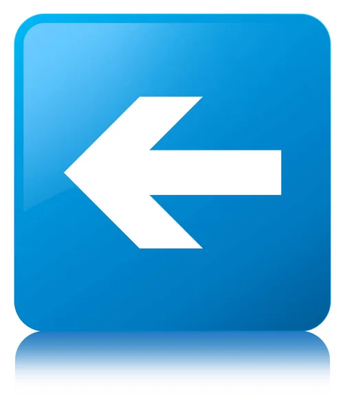 Ícone de seta para trás botão quadrado azul ciano — Fotografia de Stock