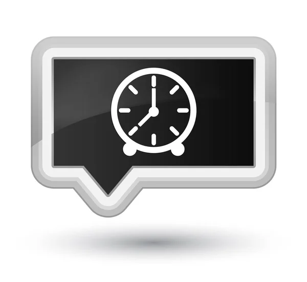 Кнопка простого чорного банера з піктограмою годинника — стокове фото