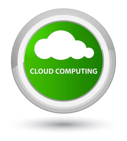 Cloud computing primo pulsante verde rotondo — Foto Stock
