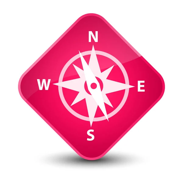 Bússola ícone elegante botão de diamante rosa — Fotografia de Stock