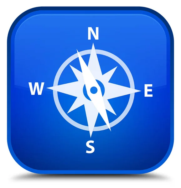 Compass icon special blue square button — Stock Photo, Image
