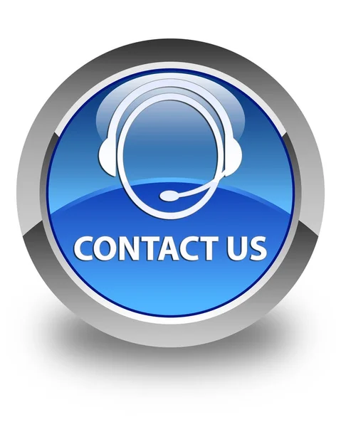 Свяжитесь с нами (значок обслуживания клиентов) глянцевая синяя круглая кнопка — стоковое фото