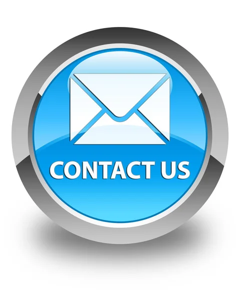 Contacte-nos (ícone de e-mail) ciano brilhante botão redondo azul — Fotografia de Stock