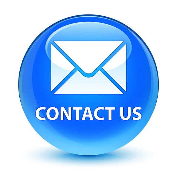 Kontaktieren Sie uns (E-Mail-Symbol) glasig cyanblau runde Taste — Stockfoto