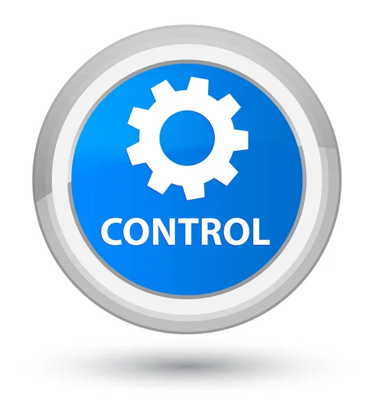 Controle (ícone de configurações) ciano principal botão redondo azul — Fotografia de Stock