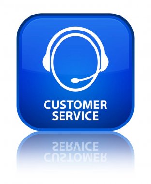 Müşteri hizmeti (müşteri bakım simgesi) özel mavi kare düğme
