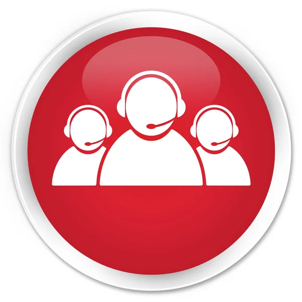 Müşteri bakım ekibi simge sigorta primi kırmızı yuvarlak düğmesi — Stok fotoğraf