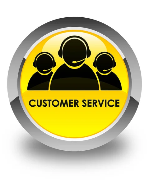 Atendimento ao cliente (ícone da equipe) botão redondo amarelo brilhante — Fotografia de Stock