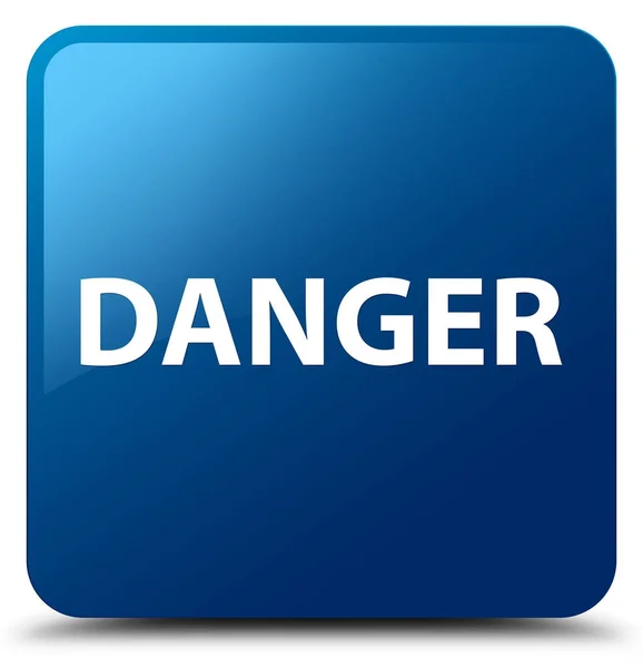 Danger blue square button — Stock Photo, Image